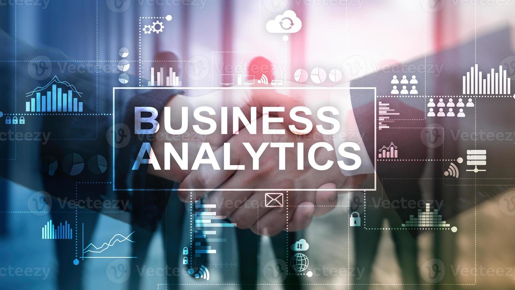Business analytics concept on double exposure background. photo