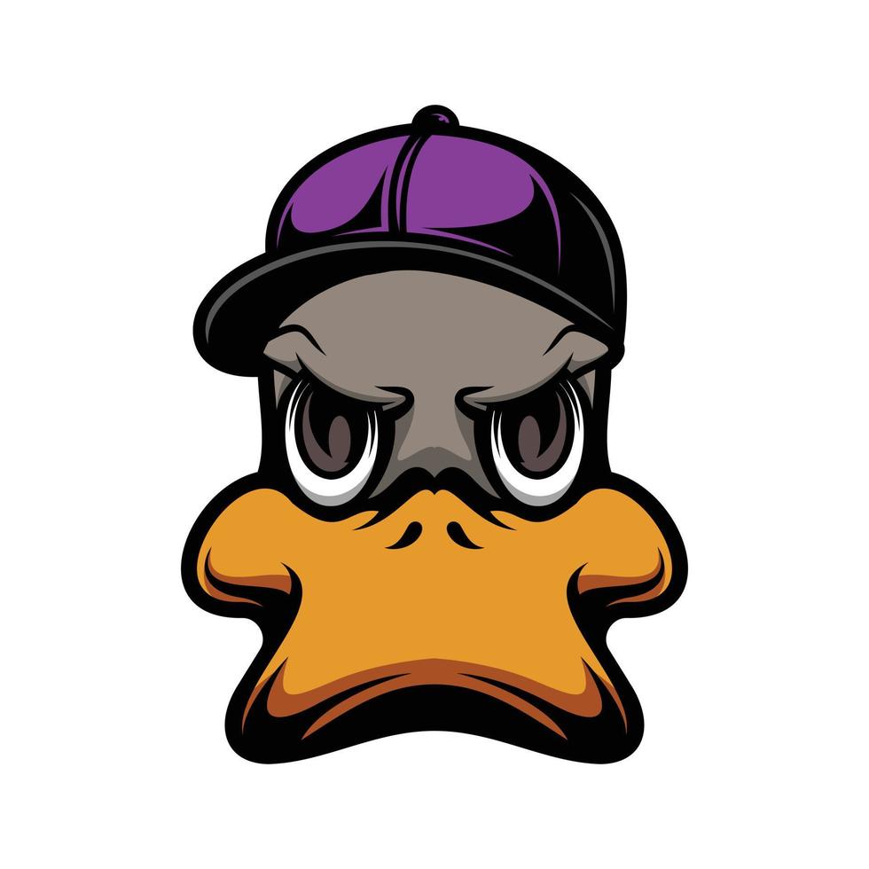 Pato sombrero mascota logo diseño vector