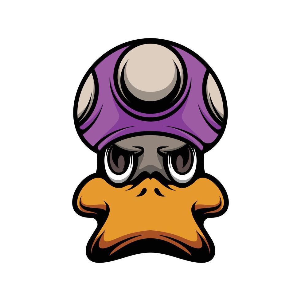 Duck Mushroom Hat Mascot Logo Design vector