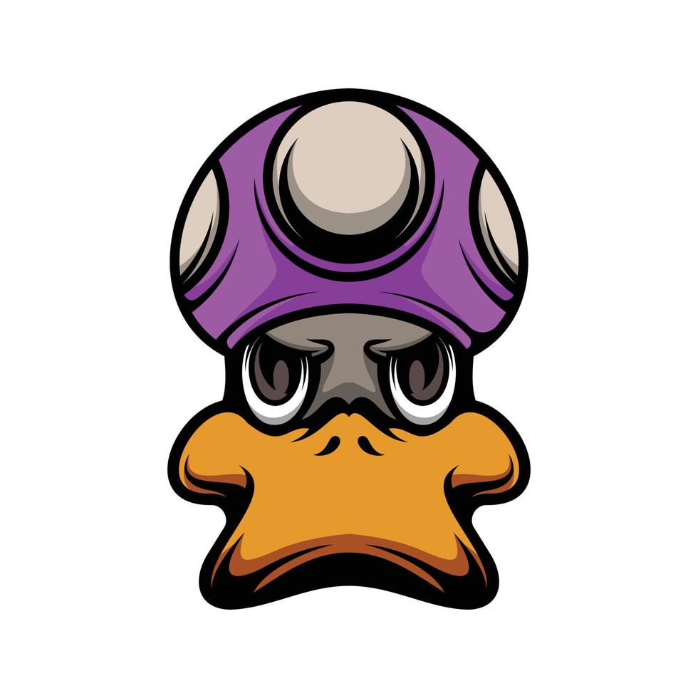 Pato seta sombrero mascota logo diseño vector