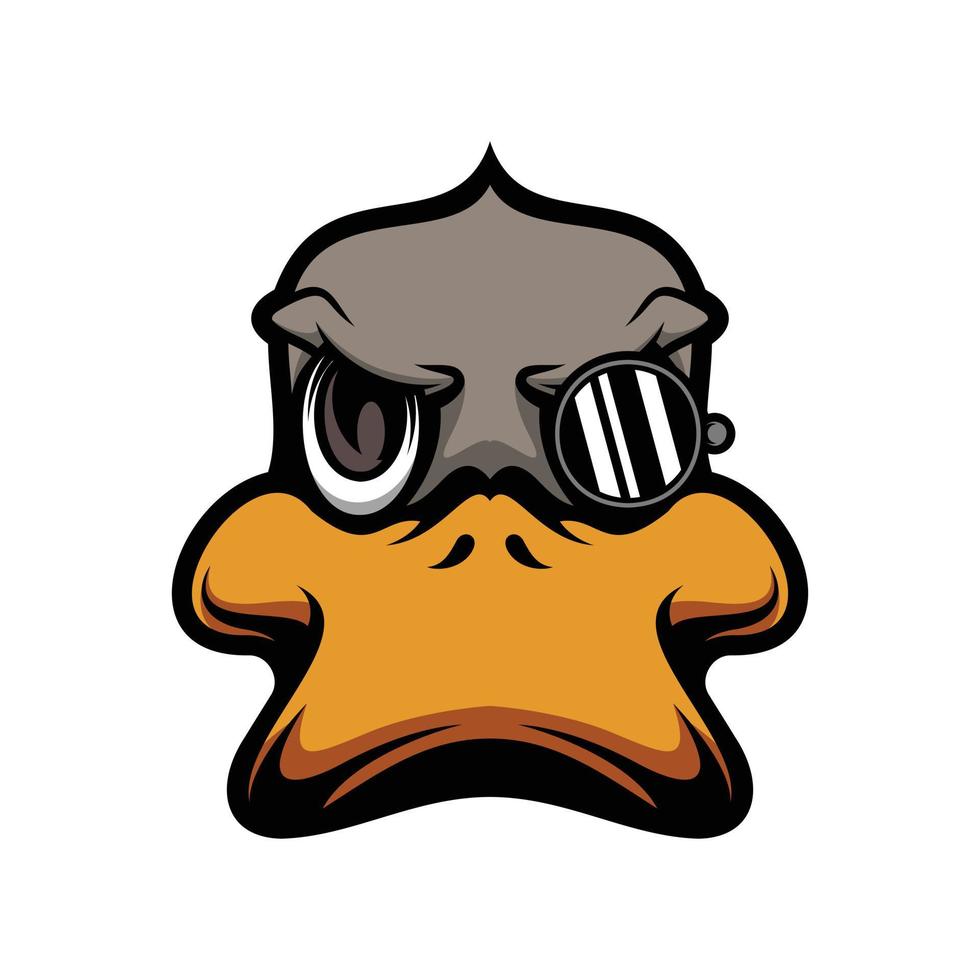 Pato lentes mascota logo diseño vector