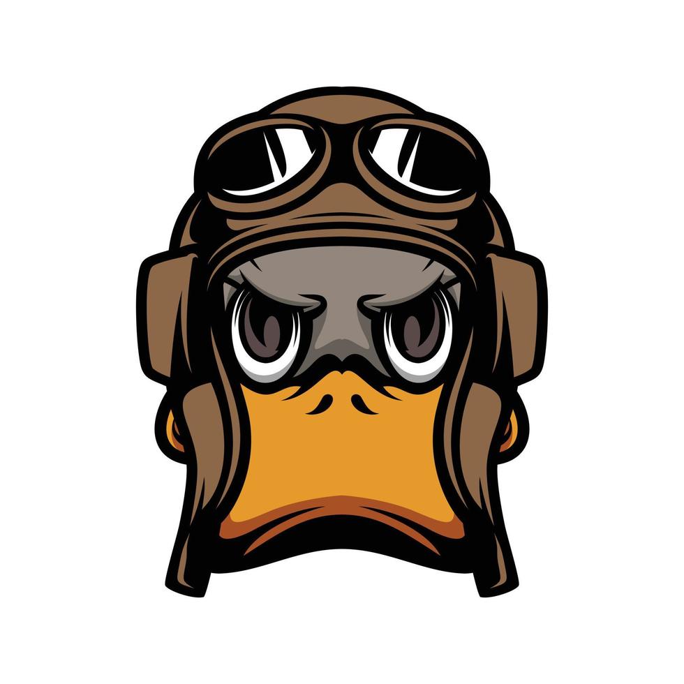 Pato piloto mascota logo diseño vector