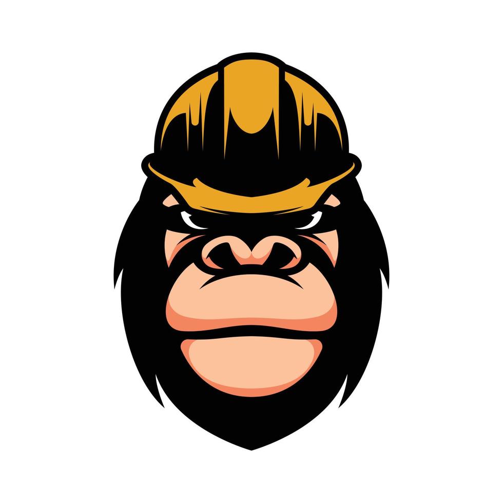 gorila la seguridad casco mascota diseño vector