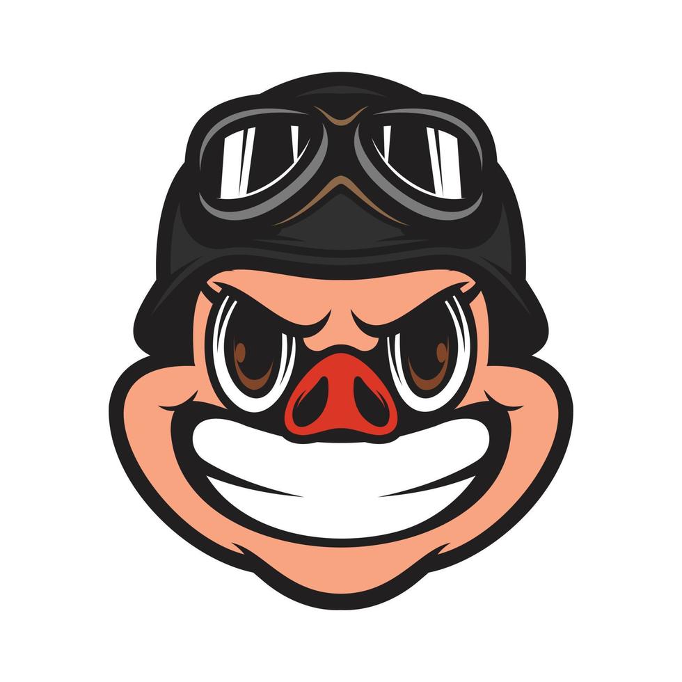 Pig Helmet Mascot Logo Design vector