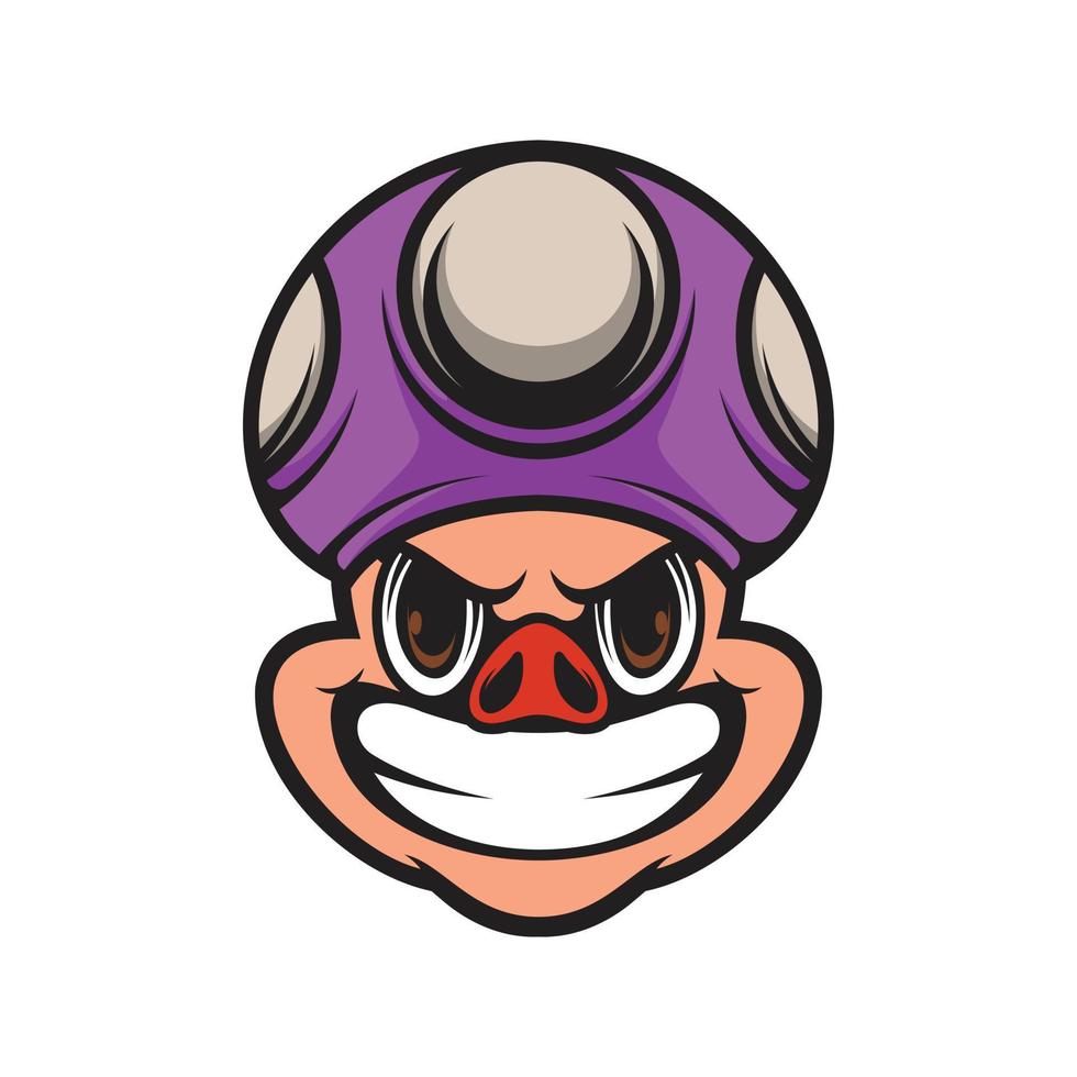 Pig Mushroom Hat Mascot Logo Design vector