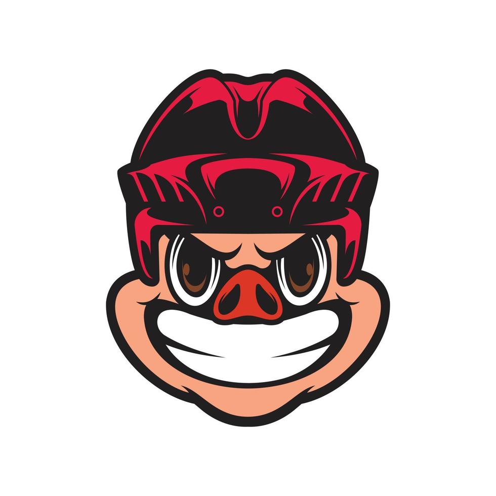 Pig Hockey Mascot Logo Design vector