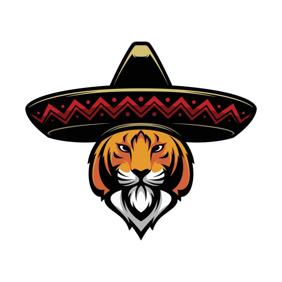 Tiger Sombrero Mascot Logo Design vector