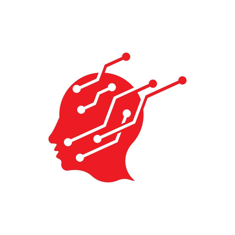 Digital abstract icon human head tech logo vector