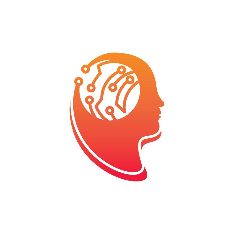 Digital abstract icon human head tech logo vector