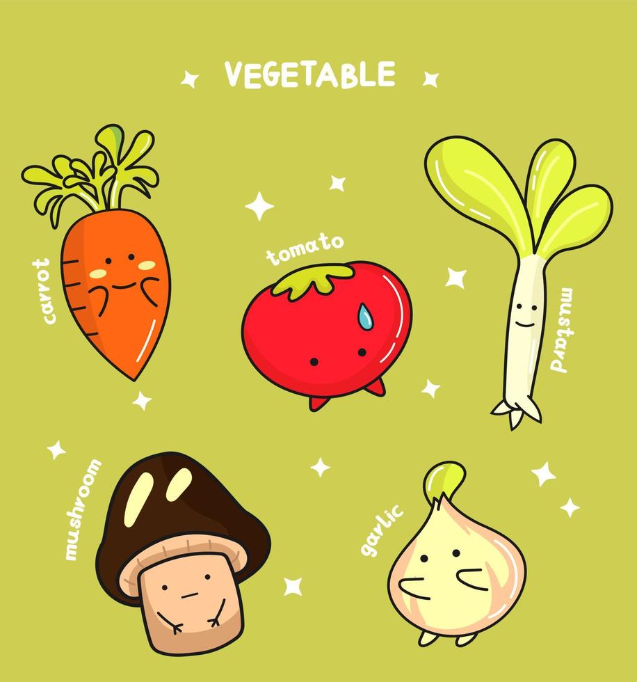 Cute veggie pals cartoon illustration vector