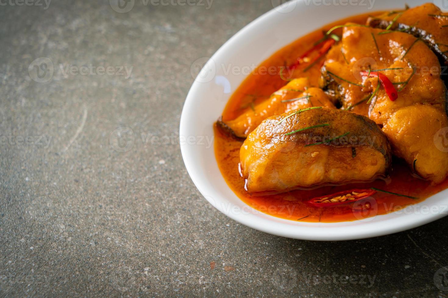 Redtail Catfish Fish in Dried Red Curry Sauce that called Choo Chee photo