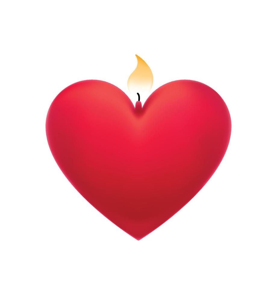 3d corazón con fuego vector