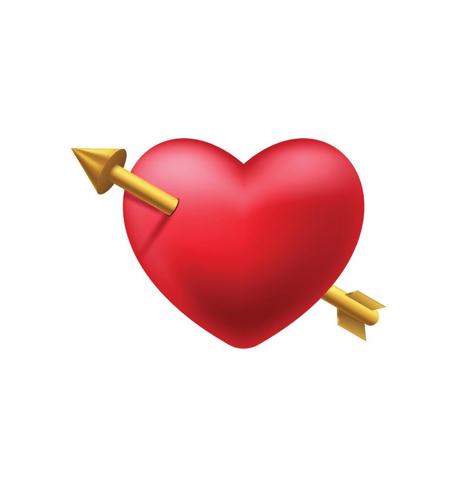 3d heart arrow going through free vector