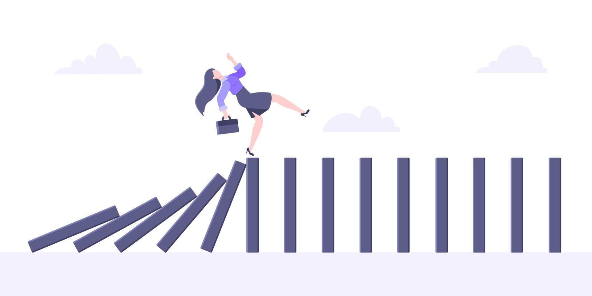 Domino effect or business cowardice metaphor vector illustration concept.