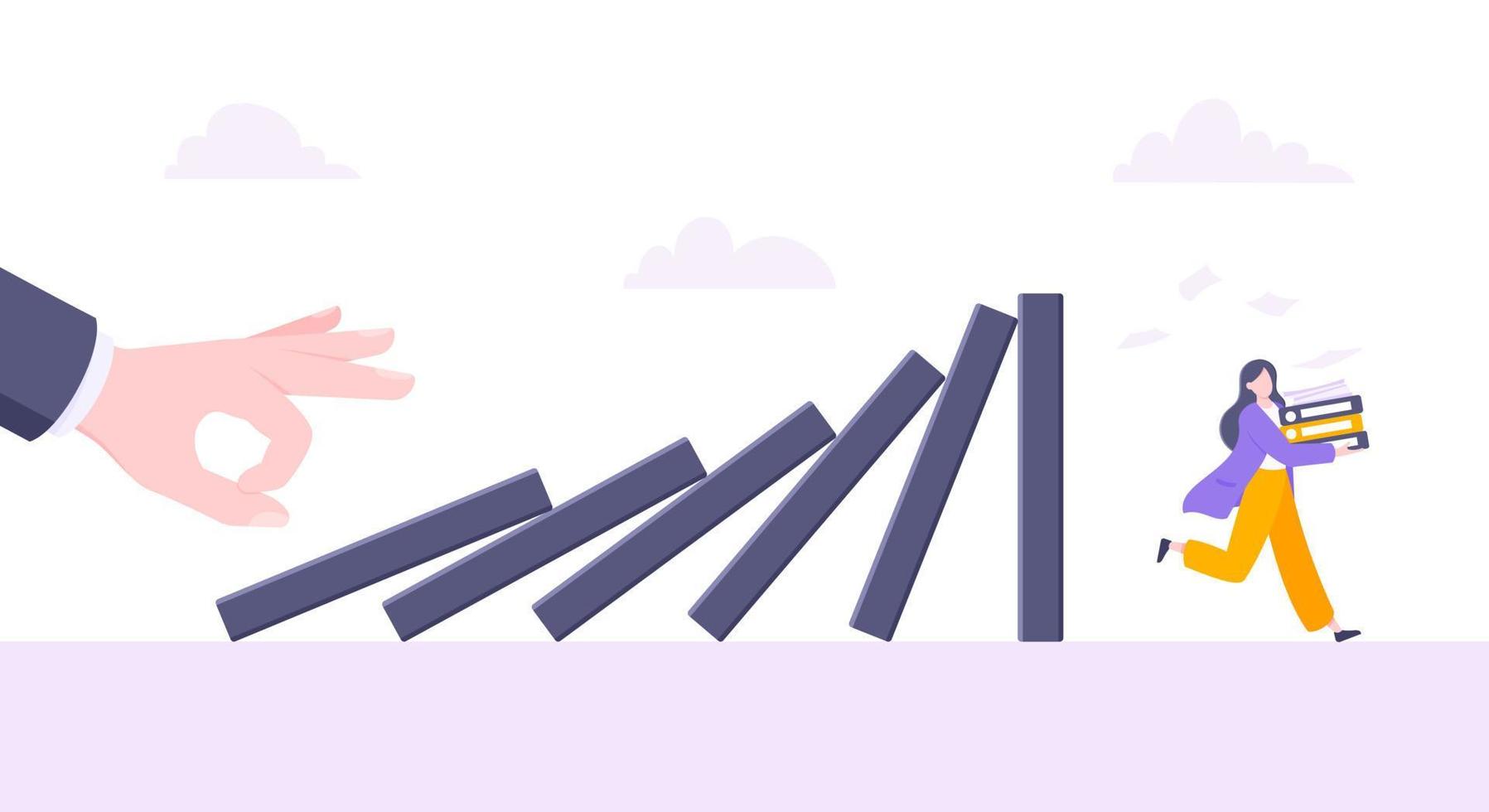 Domino effect or business cowardice metaphor vector illustration concept.