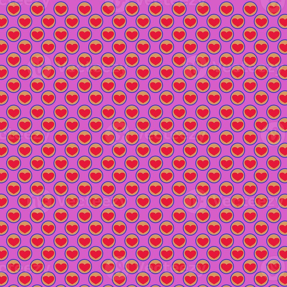 red heart shape of love in circle seamless pattern with pink background photo