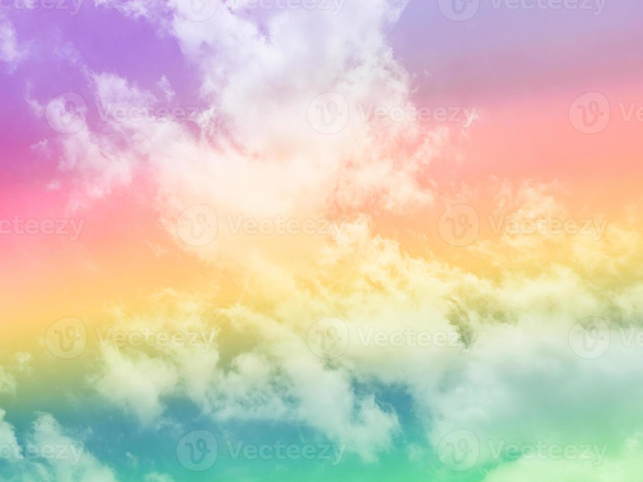 beauty sweet pastel violet green     colorful with fluffy clouds on sky. multi color rainbow image. abstract fantasy growing light photo