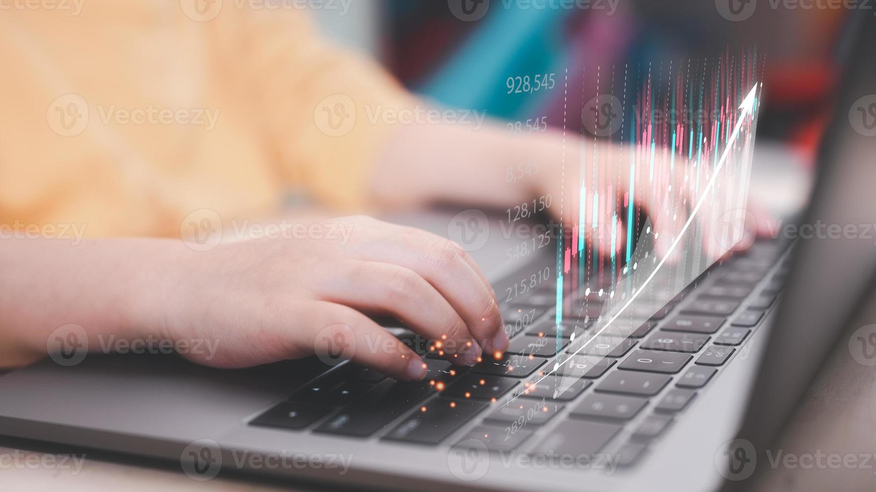 Analyst working with Business Analytics and Data Management System . Corporate strategy for finance, operations, sales, marketing, kid learning with new technolody e-learning photo