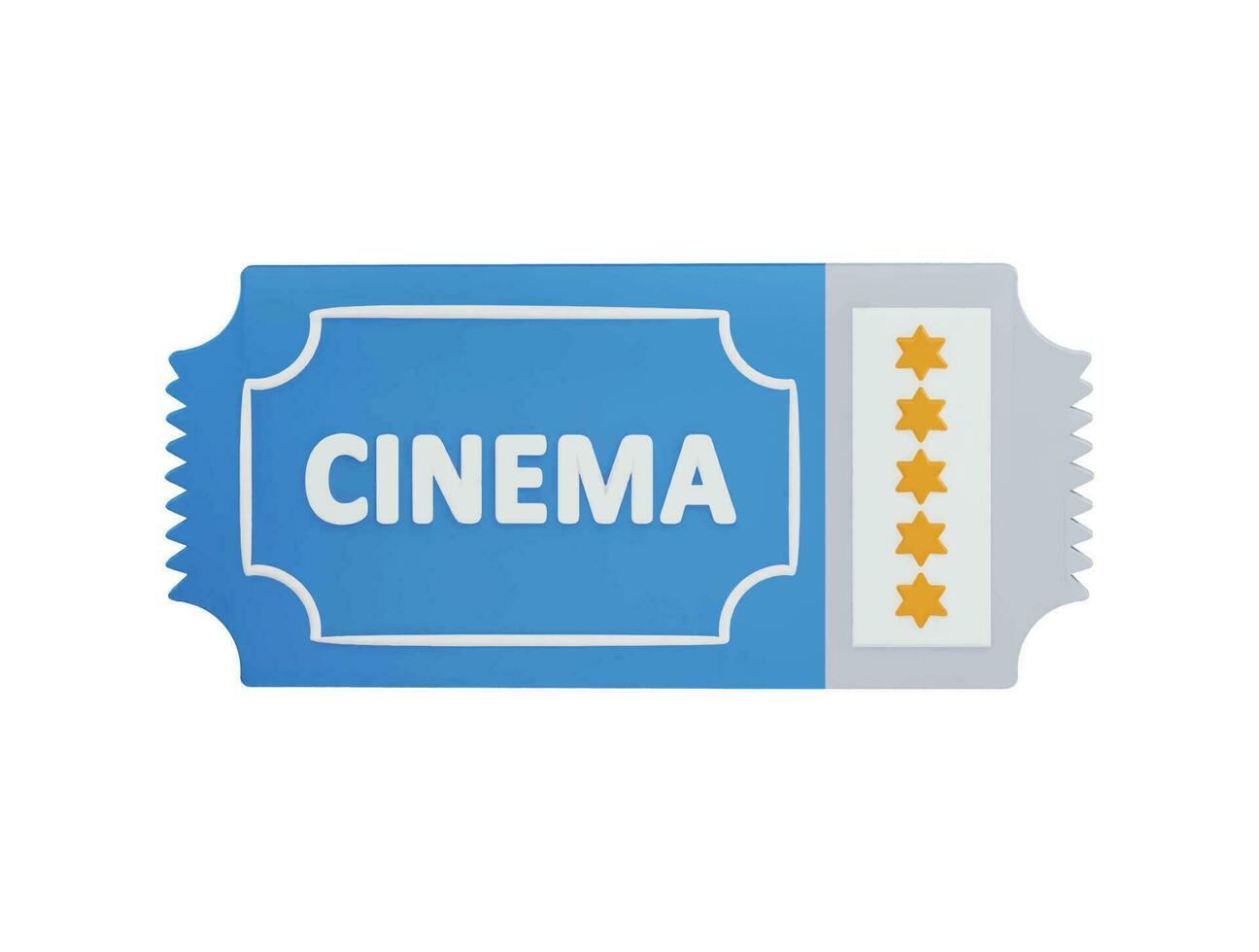 Cinema ticket with stars icon 3d rendering vector illustration