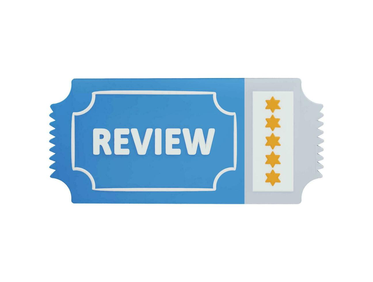 5 star review card icon 3d rendering vector illustration