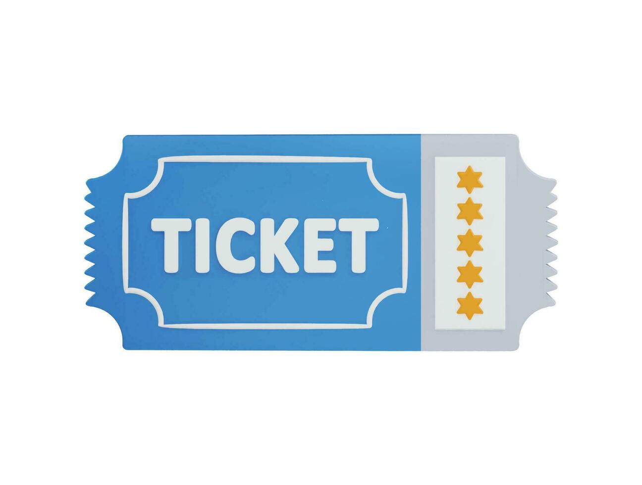 Ticket with five stars icon 3d rendering vector illustration