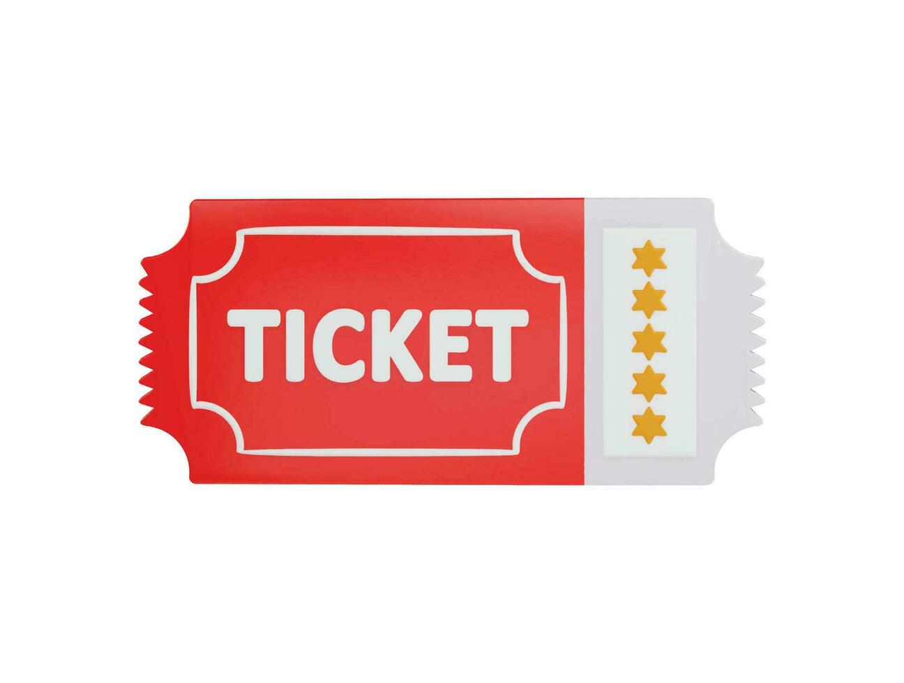 Ticket with five stars icon 3d rendering vector illustration