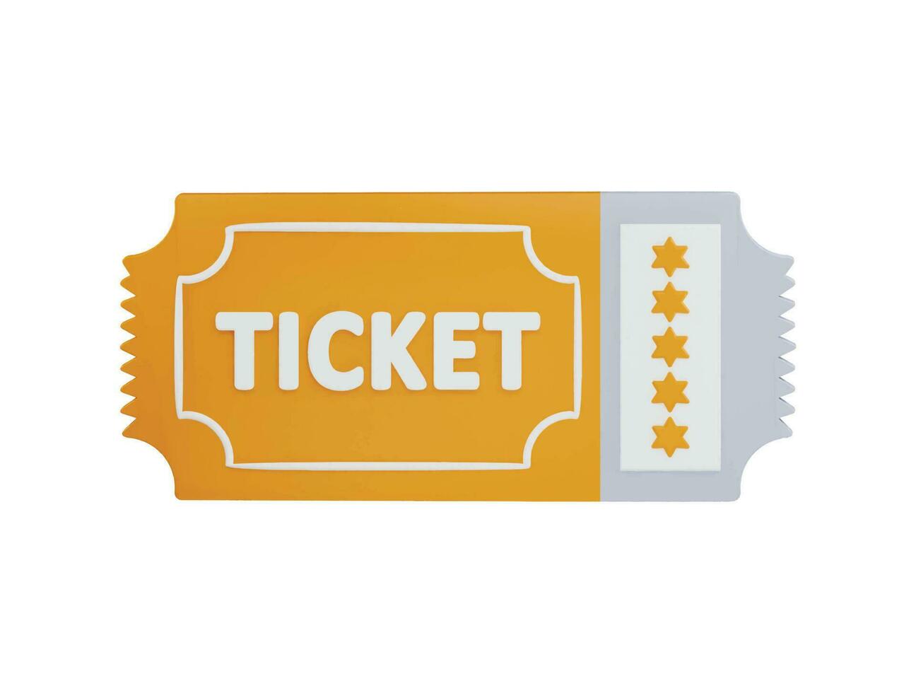 Ticket with five stars icon 3d rendering vector illustration