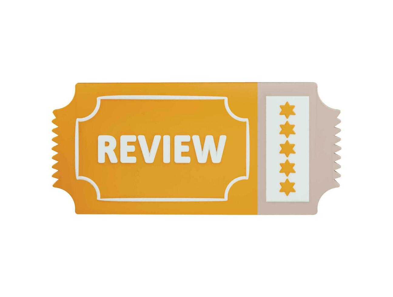 5 star review card icon 3d rendering vector illustration