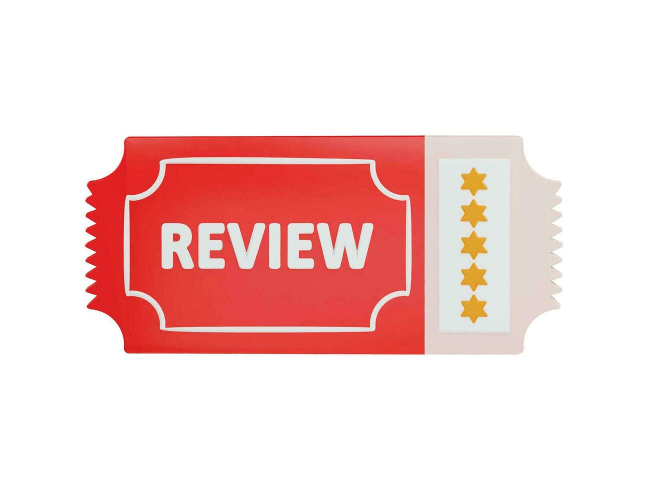 5 star review card icon 3d rendering vector illustration