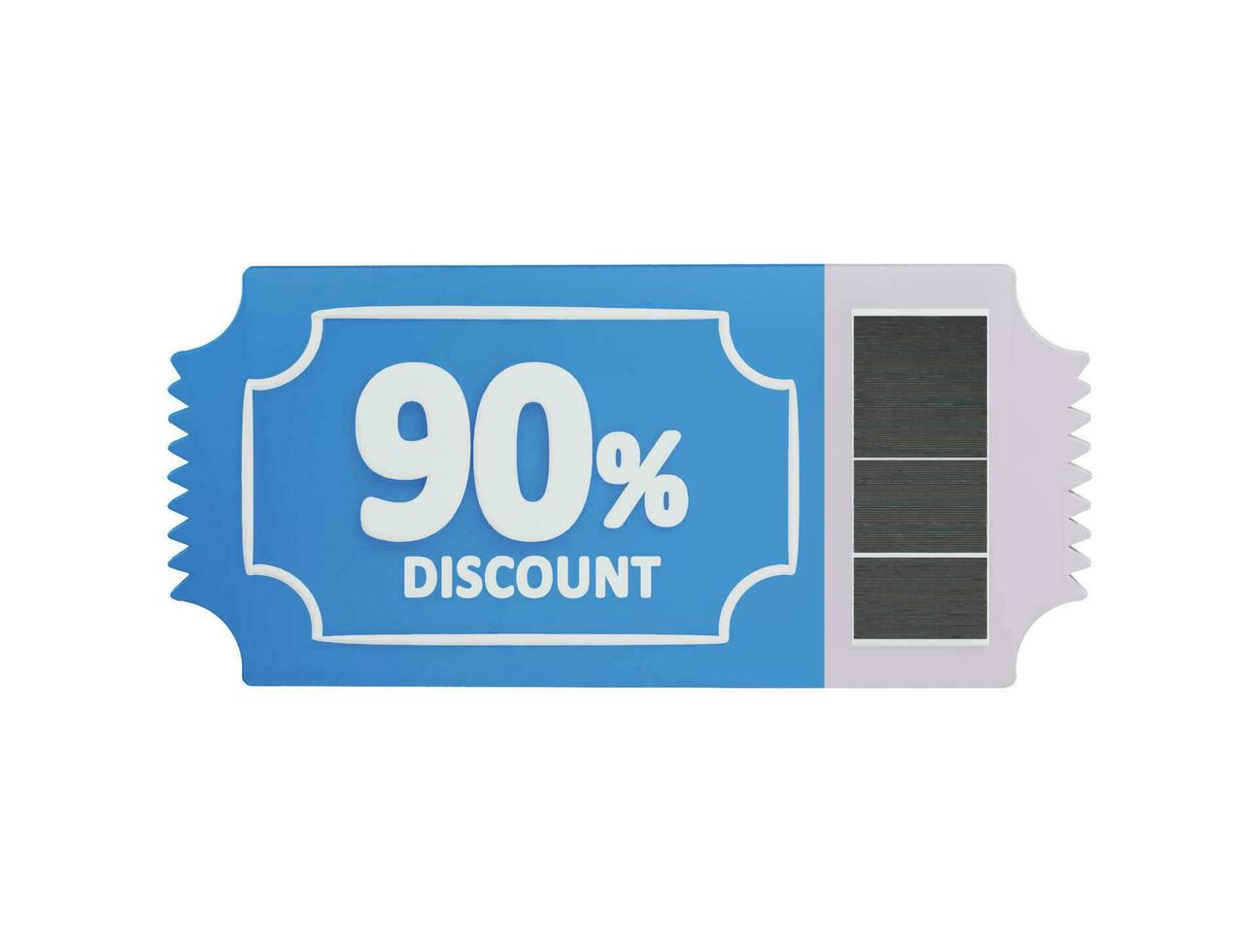 90 percent Discount card icon 3d rendering vector illustration