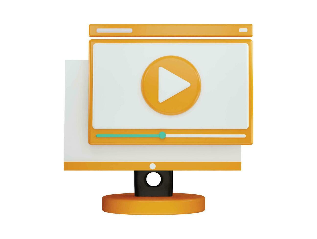 Monitor with video player or media player icon 3d rendering vector illustration