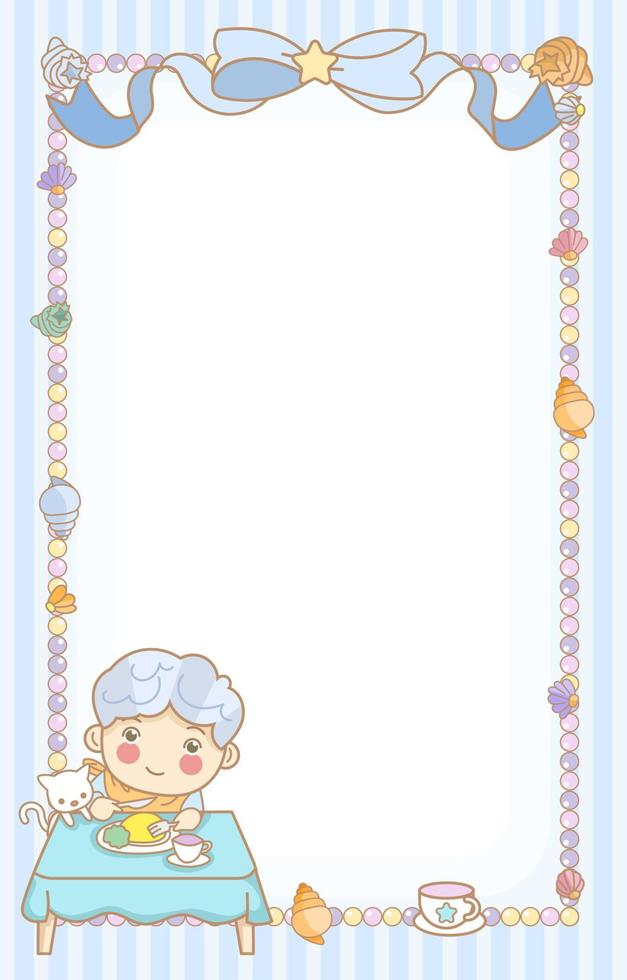 Cute Boy and His Cat Background vector
