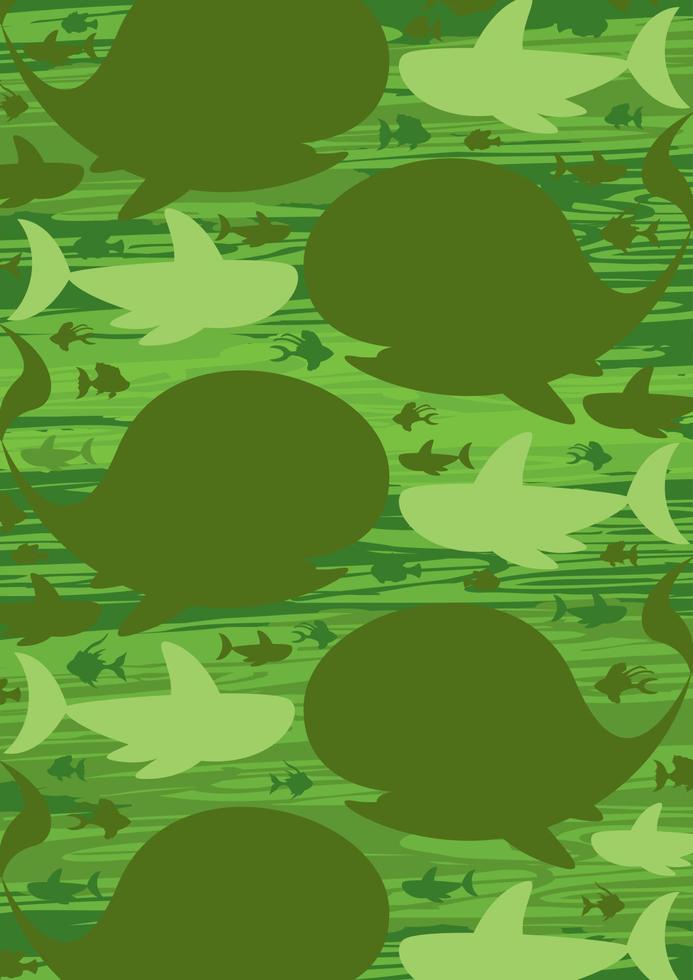 Cute Cartoon Killer Whale and Fish and Sharks Pattern vector