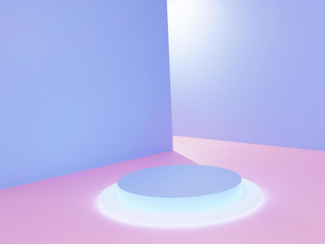 Simple purple and pink lightning podium. Modern Pedestal. Display stand for products, cosmetic or skincare advertising. 3D rendering. Simplify concept. photo