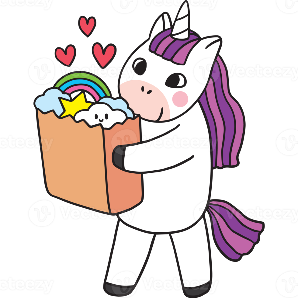 Cartoon cute character unicorn clipart. png