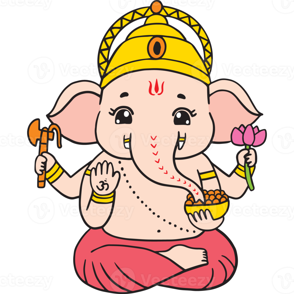 Karikatur süß Ganesha im Hindu Gott Clip Art. png