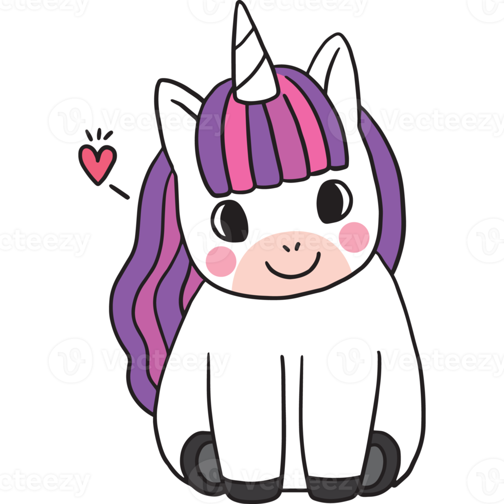 Cartoon cute character unicorn clipart. png