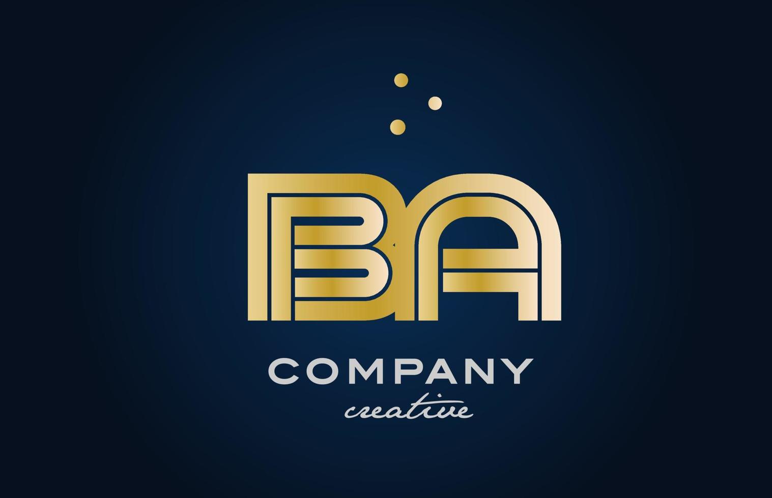 gold golden BA combination alphabet bold letter logo with dots. Joined creative template design for company and business vector