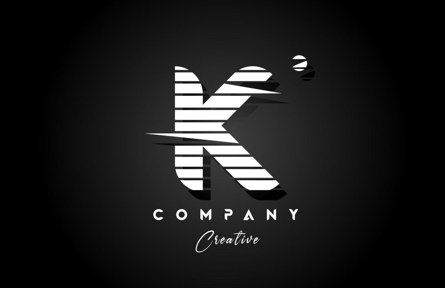 línea k alfabeto letra logo icono diseño con negro y blanco raya y círculo. creativo modelo para empresa y negocio vector