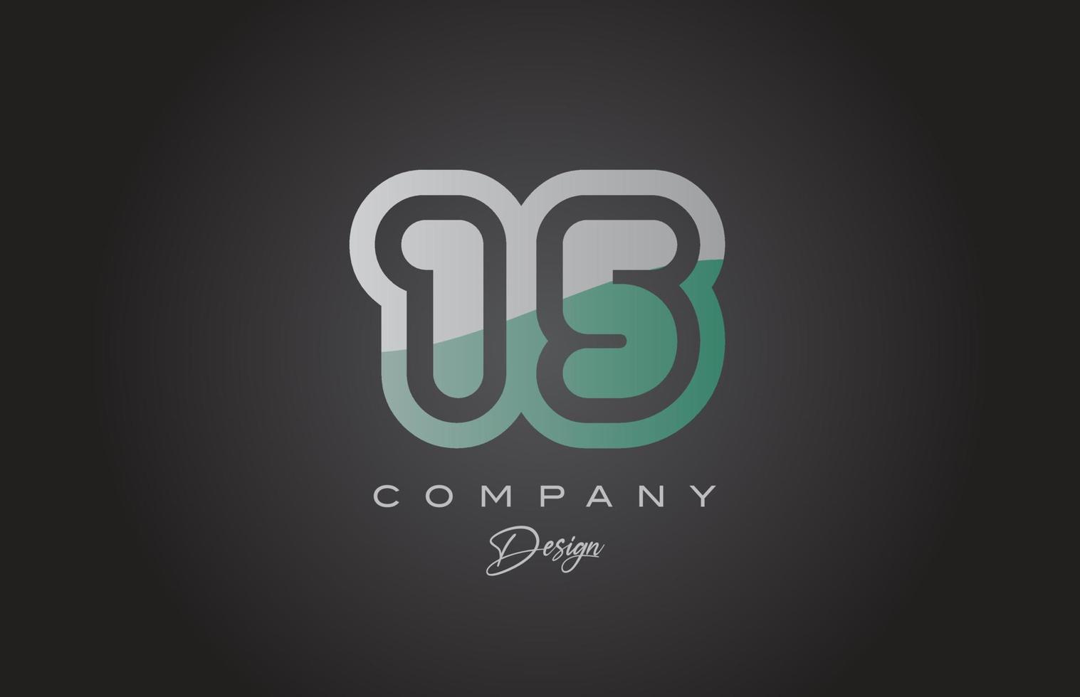 15 green grey number logo icon design. Creative template for company and business vector
