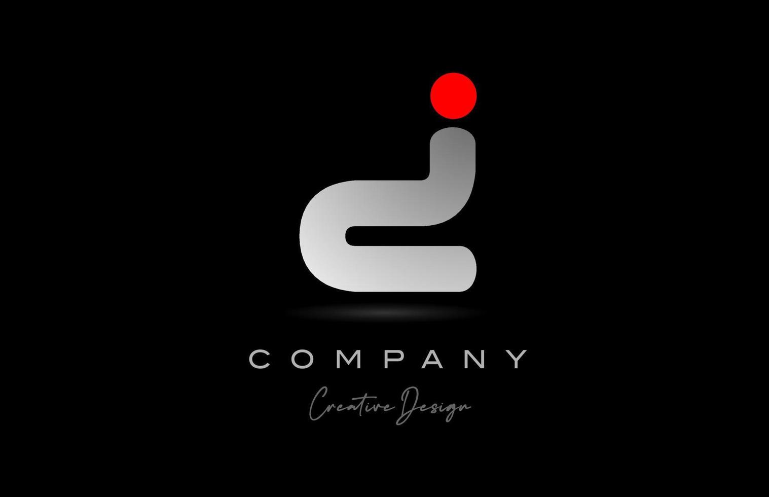 red grey D alphabet letter logo icon design with dot. Creative polygon template for business and company vector