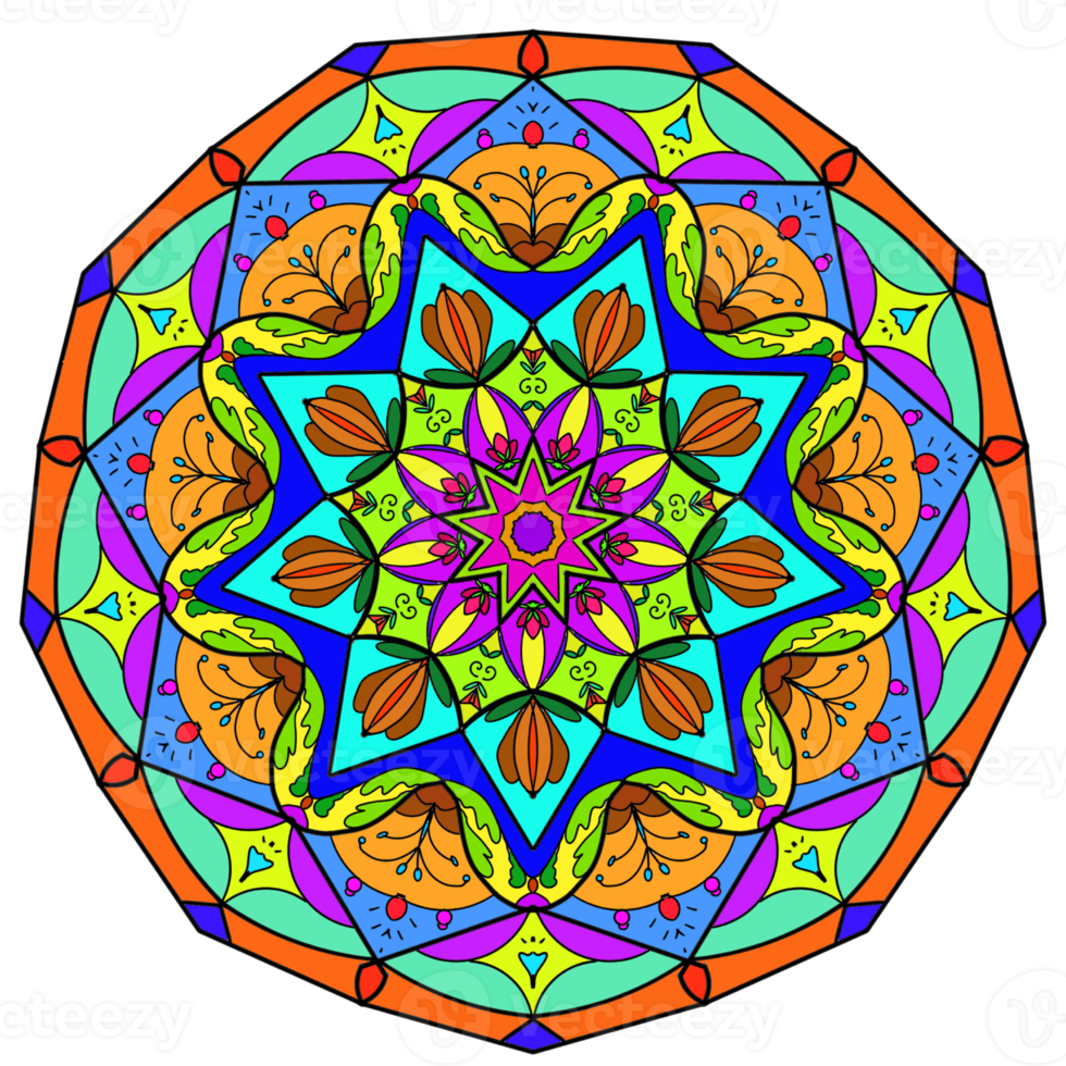 mandala coloration tatouage bohémien art ornement rétro modèle pour décoration arrière-plans png