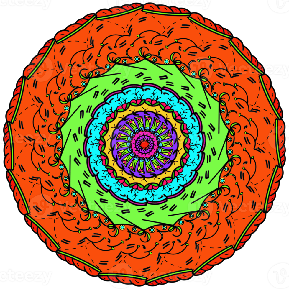 mandala coloration tatouage bohémien art ornement rétro modèle pour décoration arrière-plans png