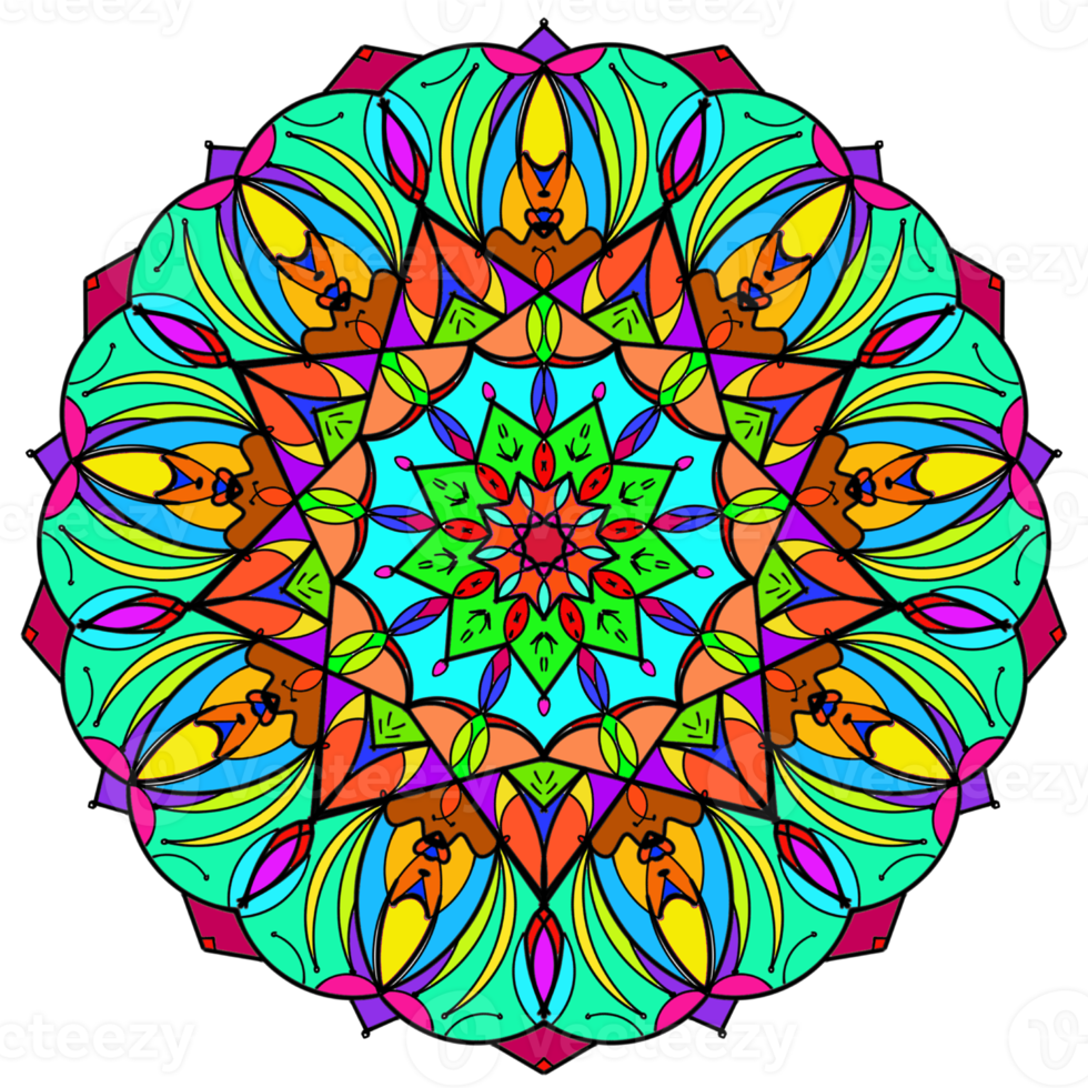 Mandala coloring tattoo bohemian art ornament retro pattern for decoration backgrounds png