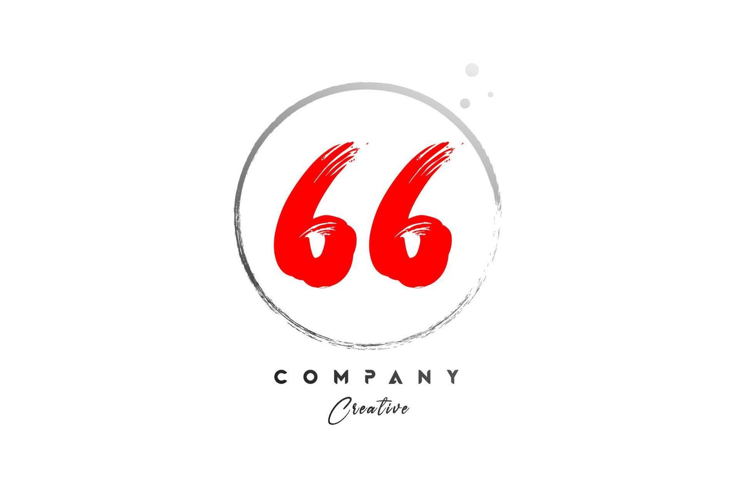 red grey 66 number letter logo icon design with dots and circle. Grunge creative gradient for business and company vector