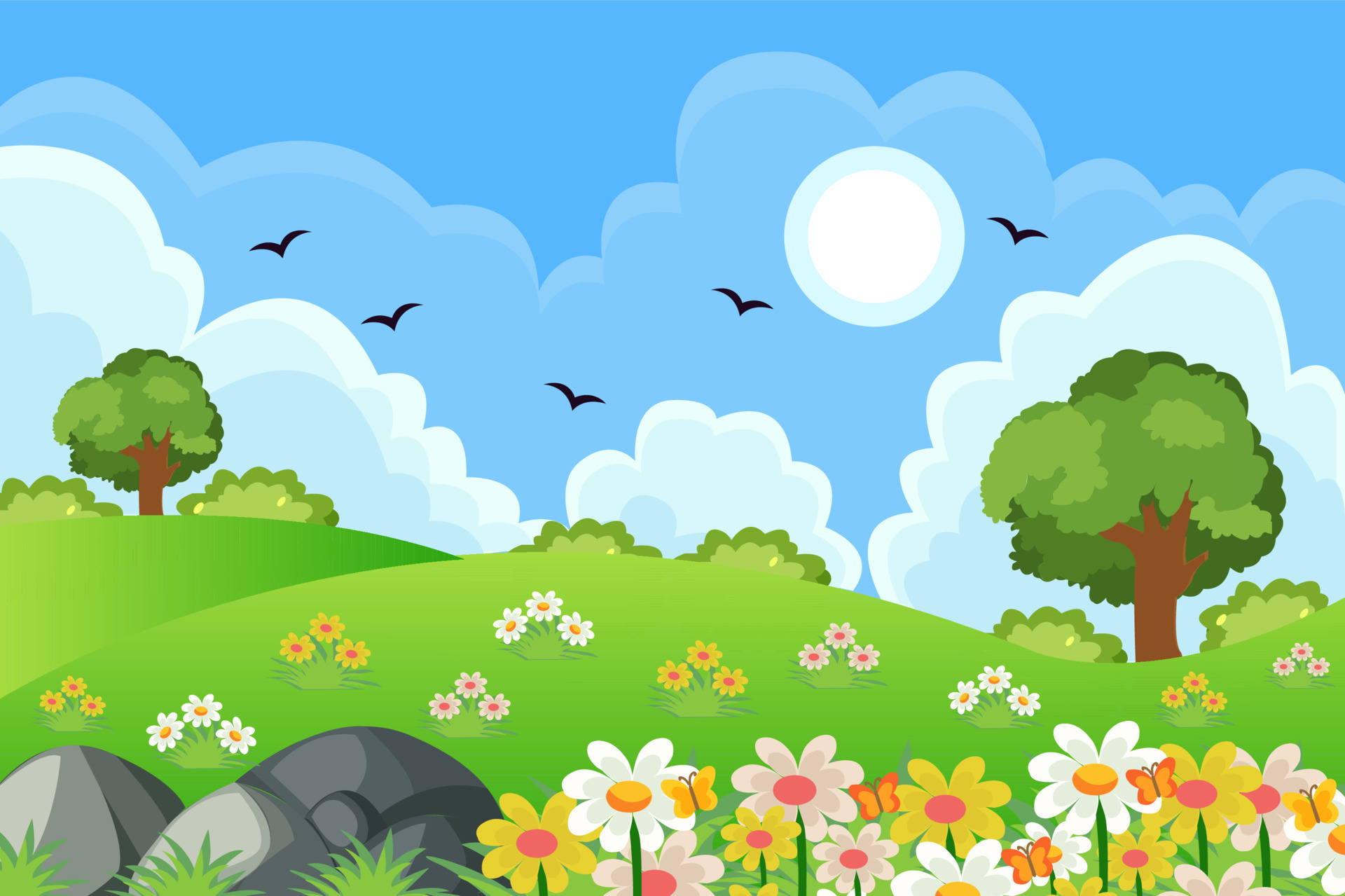 Spring Nature Landscape Background Design 21222400 Vector Art at Vecteezy