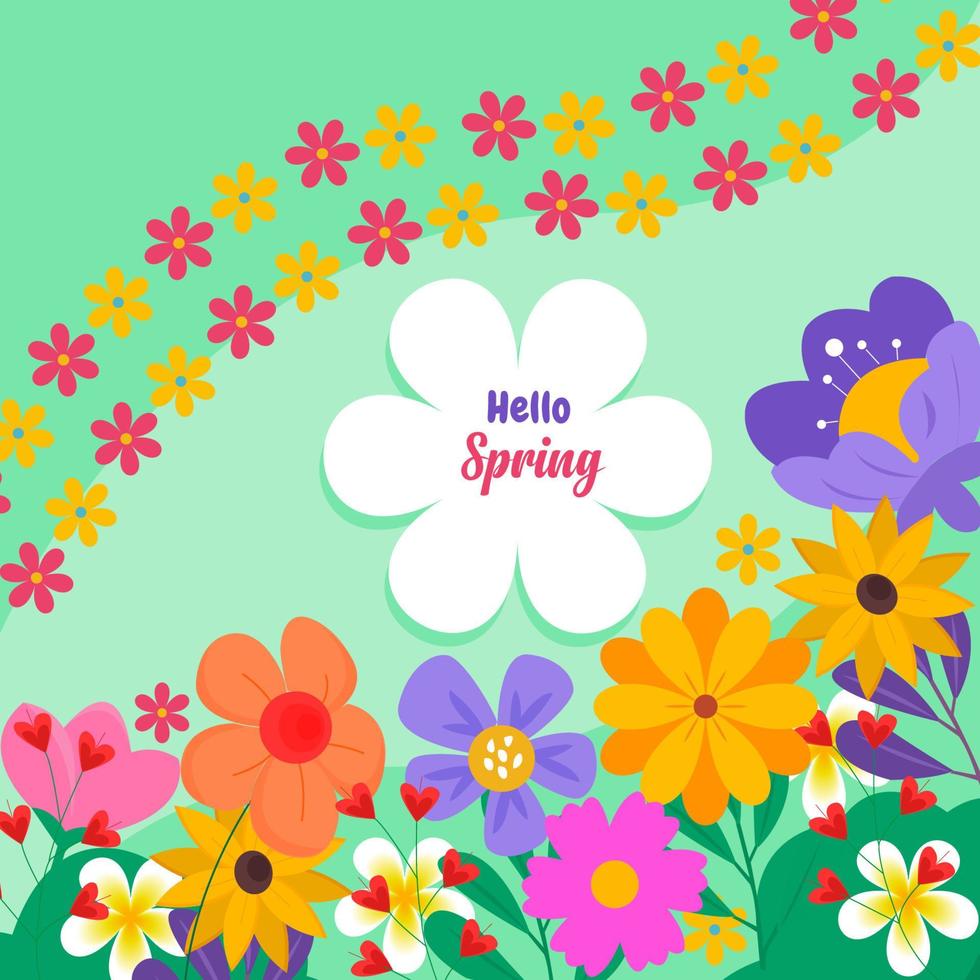 Colorful spring background with beautiful flowers. Vector illustration