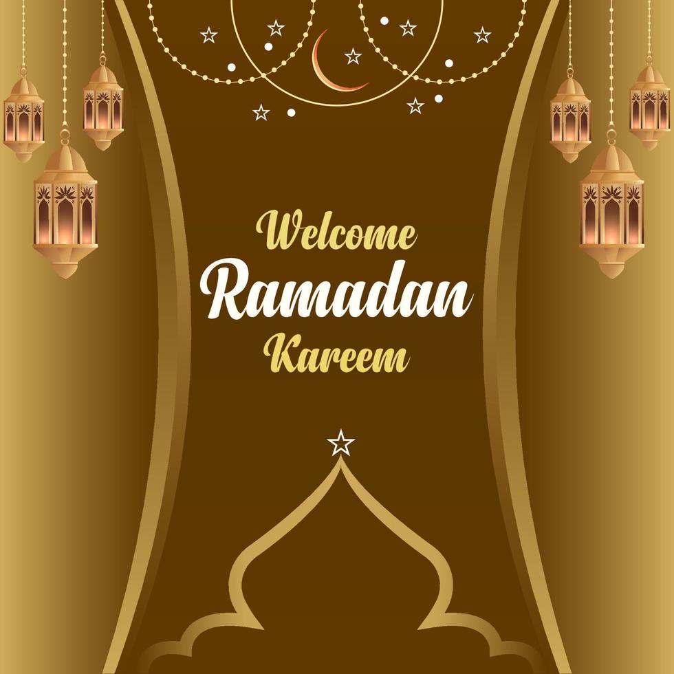 Welcome ramadan kareem greeting design, islamic background vector