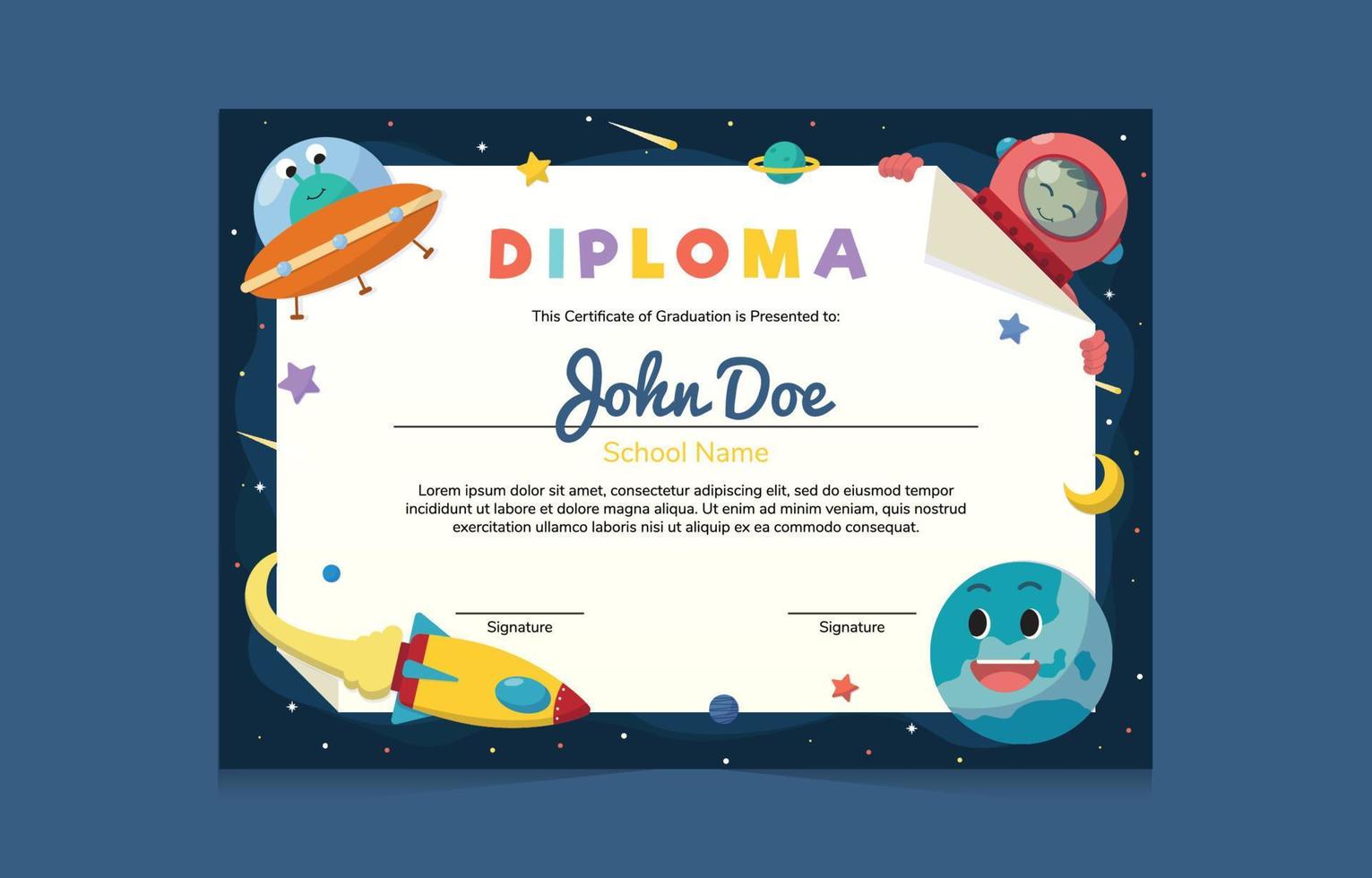 Fun Space Certificate for Children vector