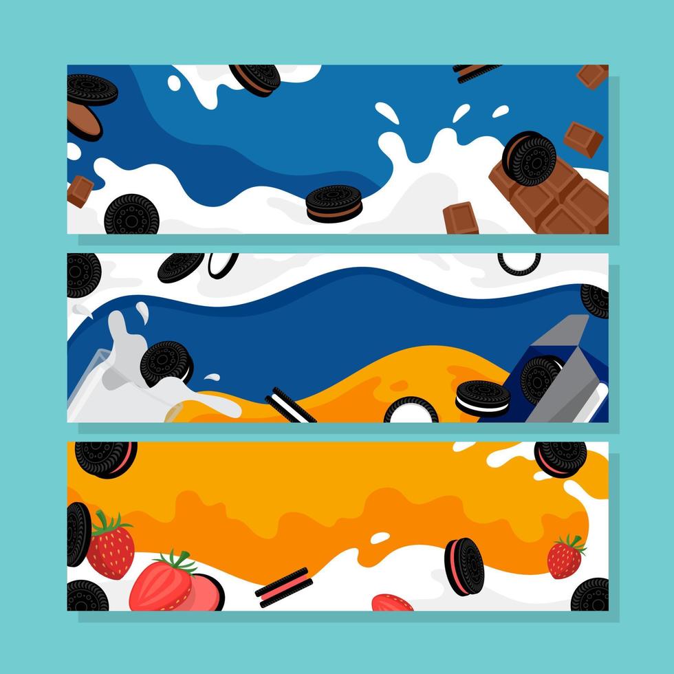 Delicious Beverages and Dessert with Creamy Cookies vector